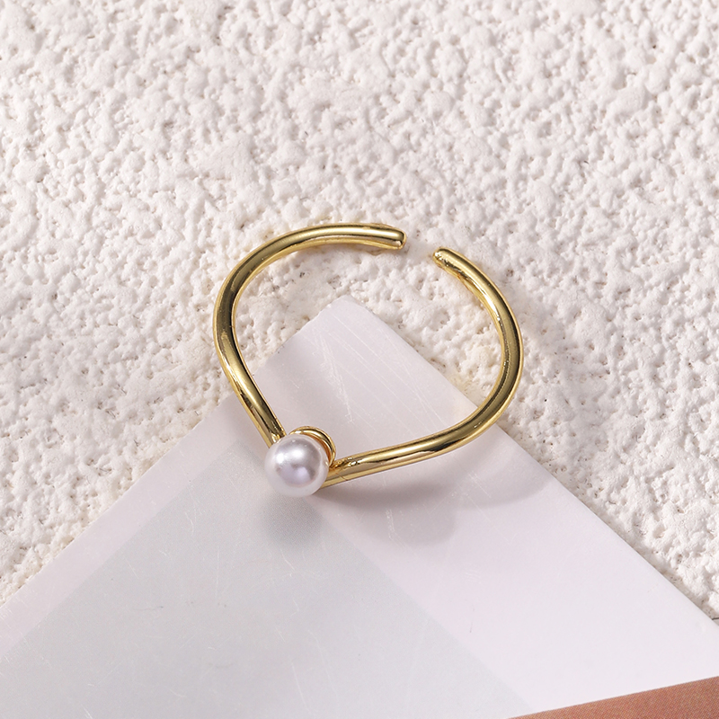 Anillo Abierto De Perla De Cobre