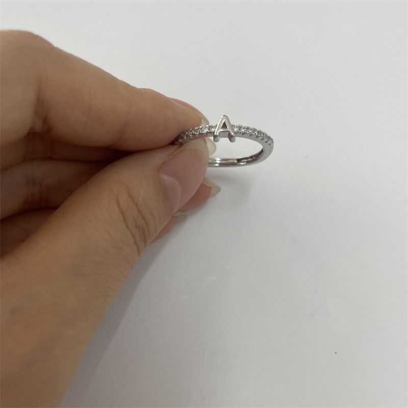 Fashion Real Platinum-letter A Copper Inlaid Zirconium 26 Letter Open Ring