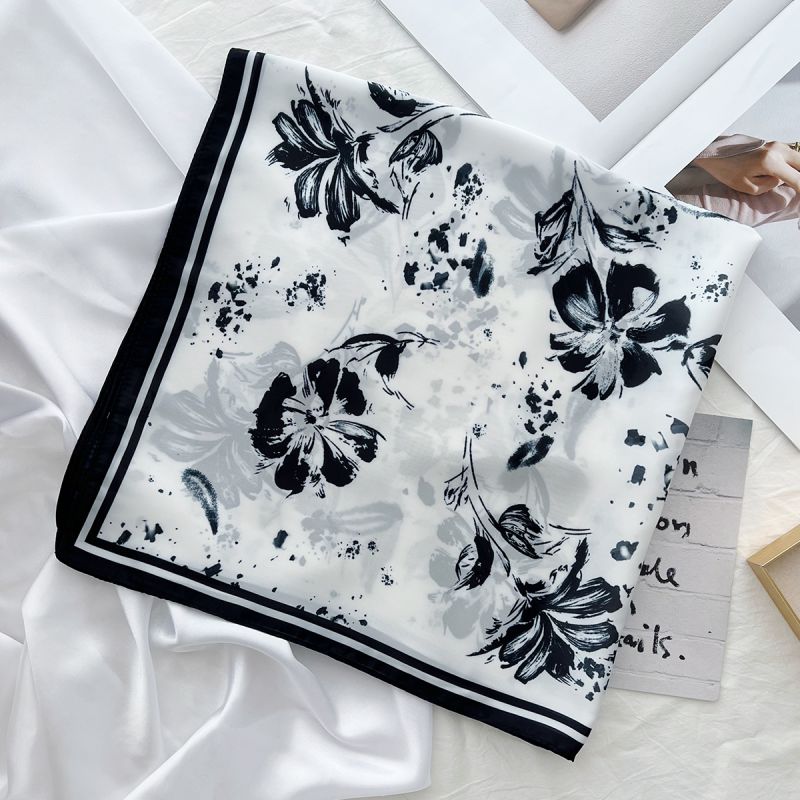 Fashion 1# Ink Flower Polyester Printed Silk Scarf