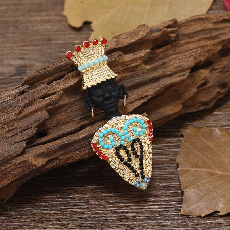 Fashion Black Man With Earrings Alloy Geometric Black Brooch