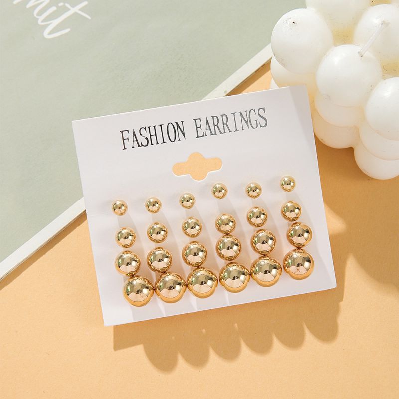 Fashion 1# Gold Beaded Earrings Set