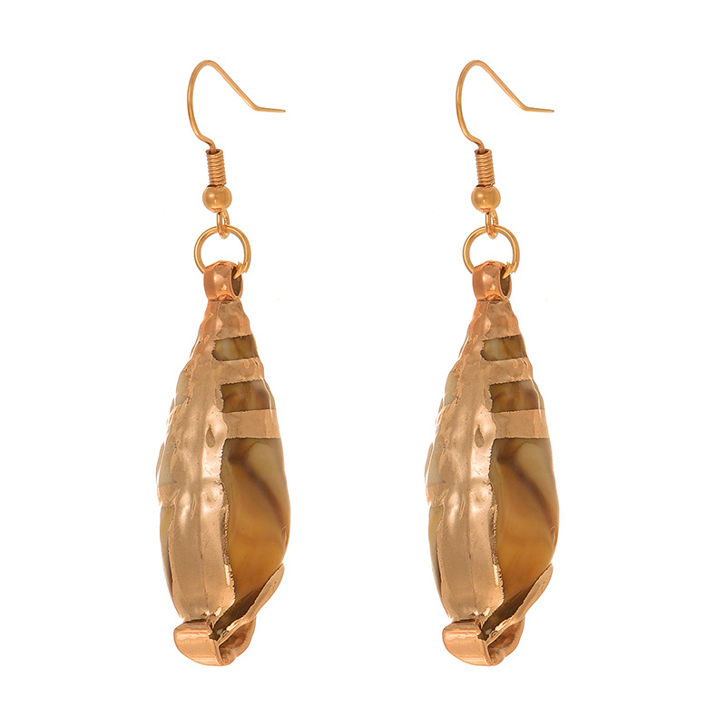 Fashion Golden 1 Alloy Irregular Shell Conch Pendant Earrings