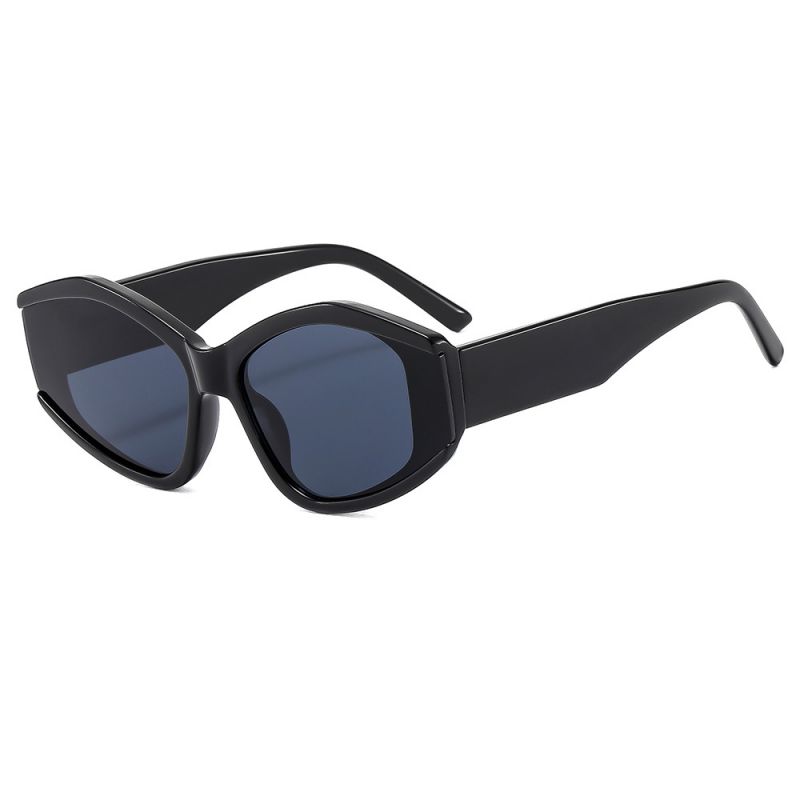 Fashion Black Frame Gray Film Cat Eye Polygon Sunglasses