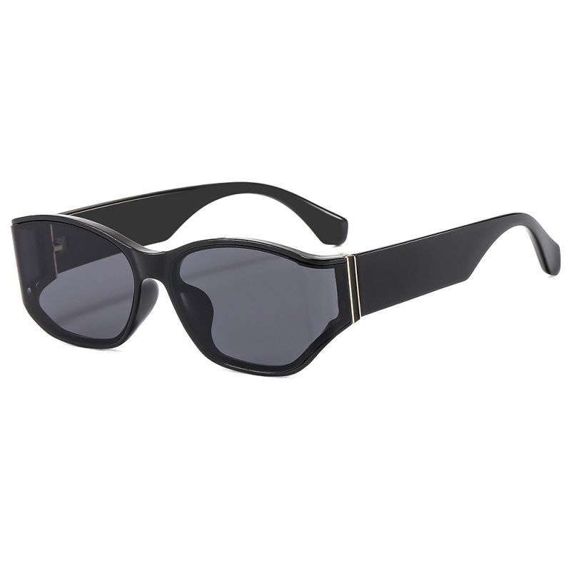 Fashion Black Frame Gray Film Cat Eye Oval Sunglasses
