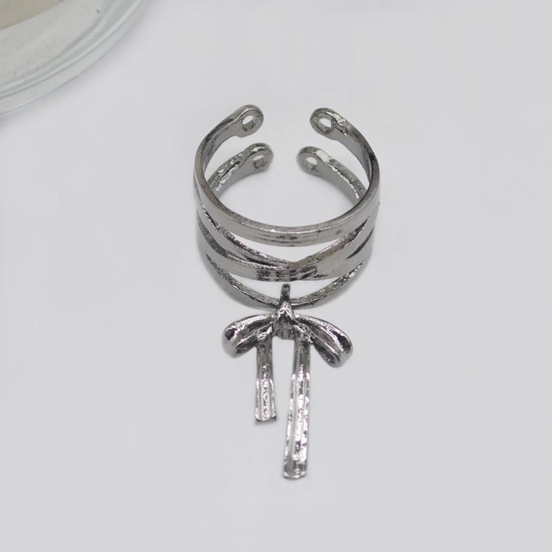 Fashion Black Alloy Bow Open Ring