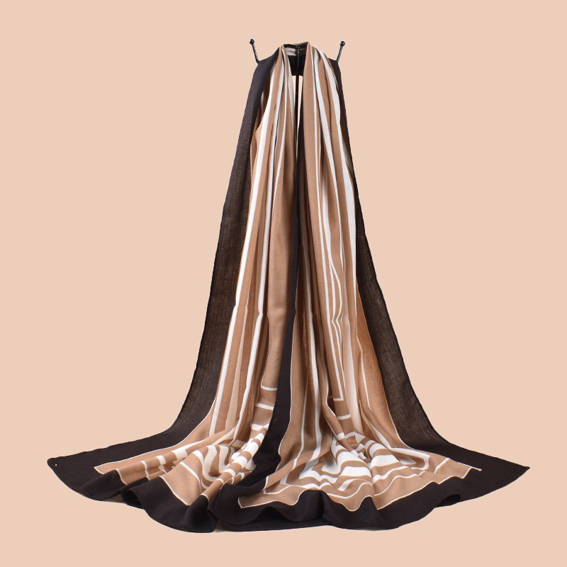 Coffee Cotton Printed Scarf