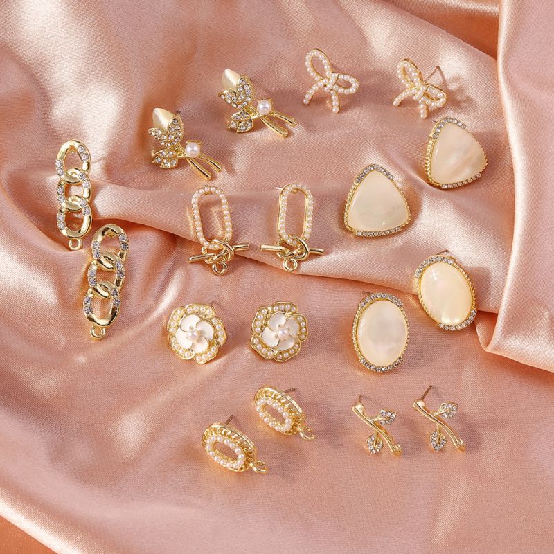 1# Alloy Pearl Diamond Geometric Earring Set