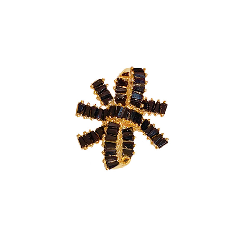 Black-full Diamond Bow Brooch (thickened Real Gold Plating) Copper And Diamond Bow Brooch