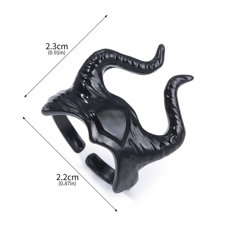 Black Metal Horn Open Ring