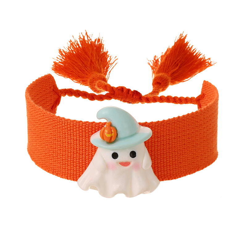 Orange 1 Halloween Cartoon Series Resin Braided Tassel Bracelet