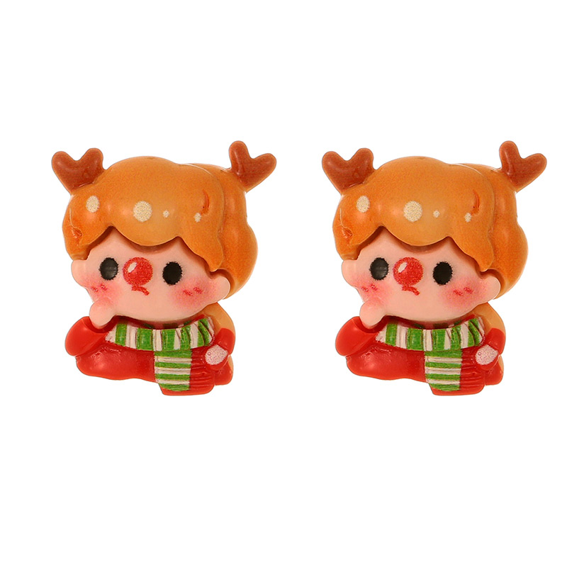 Color 1 Resin Cartoon Christmas Series Earrings