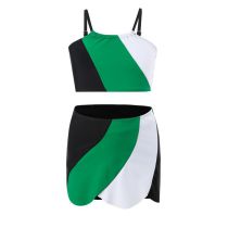 Conjunto De Bañador Infantil De Tres Piezas En Nailon En Contraste De Color