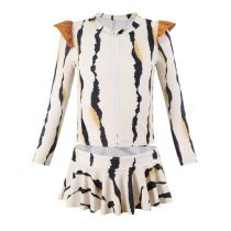 Traje De Baño Tankini De Manga Larga Estampado De Poliéster