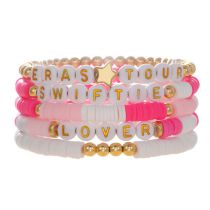 Juego De Pulseras De Cuentas Con Letras De Arcilla De Colores