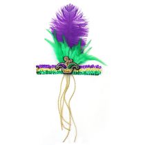 Diadema De Carnaval Con Lentejuelas Y Plumas De Colores Geométricos
