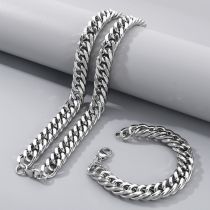 Conjunto De Collar Y Pulsera Para Hombre Con Cadena De Acero Y Titanio