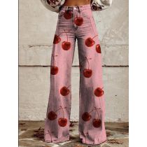 Vaqueros De Pierna Ancha Con Estampado De Poliéster